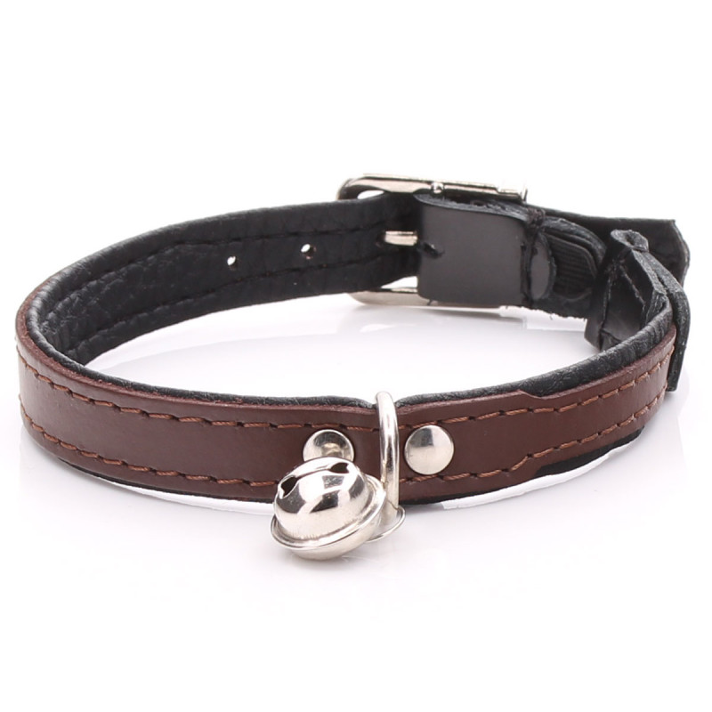 Personalised Brown Leather Cat Collar