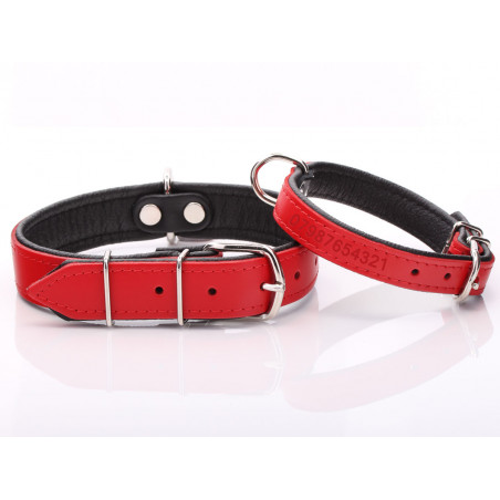 Handmade Red Leather Dog Collar