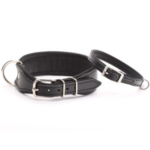 Personalised Black Leather Dog Collar with Soft Padding
