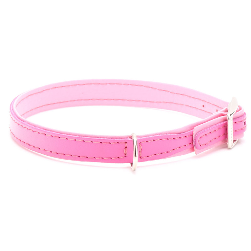 Cute Pink Dog Collar with Baby Pink Lining for Girl Dogs
