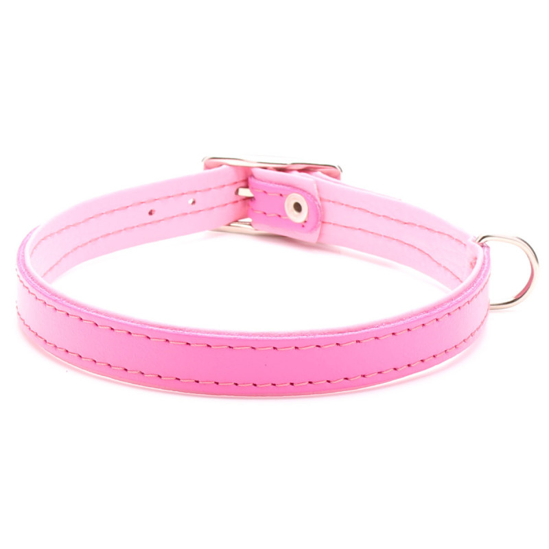 Collier De Chien En Cuir Rose Bébé Fait Main