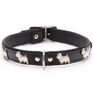 Collar Westie De Cuero Negro