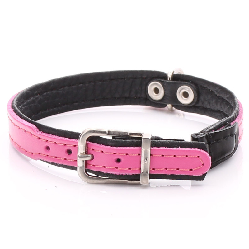 Personalised Pink Leather Cat Collar