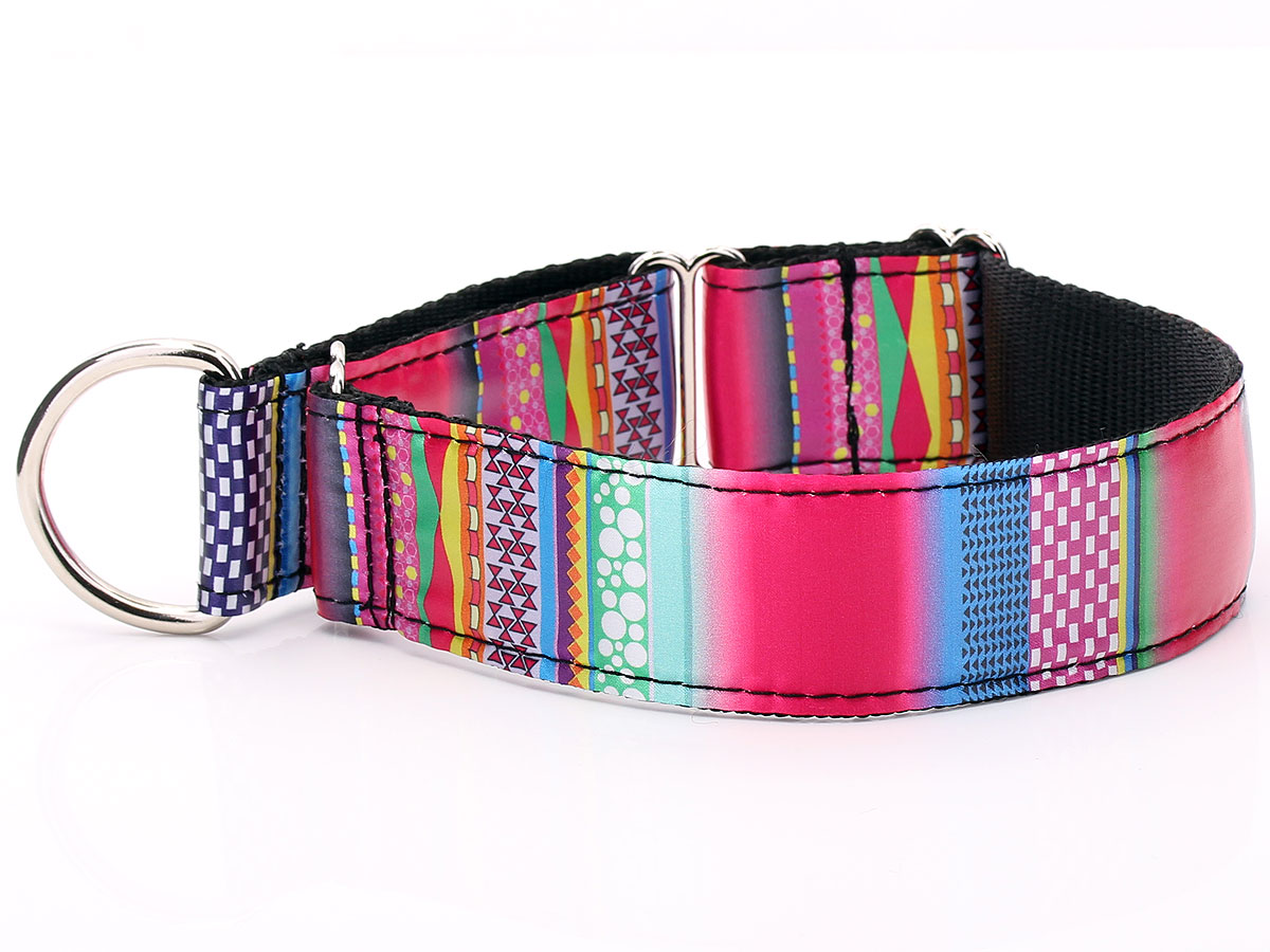 Red & Pink Mosaic Pattern Martingale Collar for Greyhounds, Lurchers ...