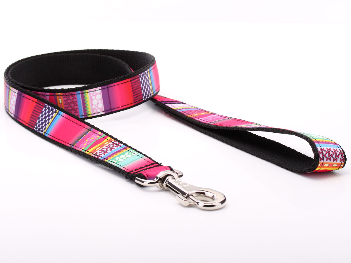 Mosaic Pattern Dog Lead - Red & Pink